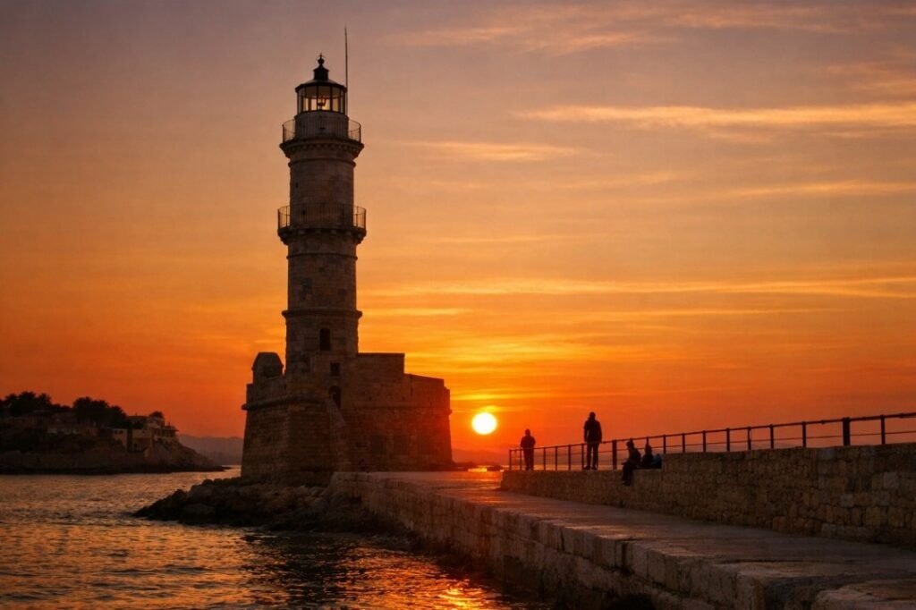 Chania Lighthouse, Crete (Golden Reflections on the Harbor)
