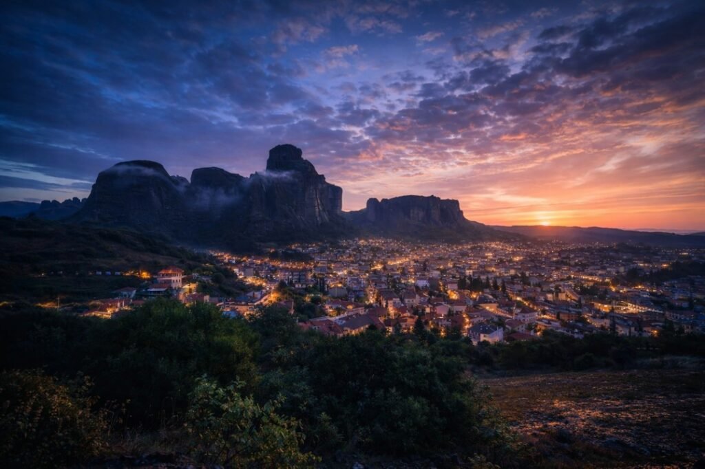 Meteora (Sunset Over Monasteries on the Rock Pillars)