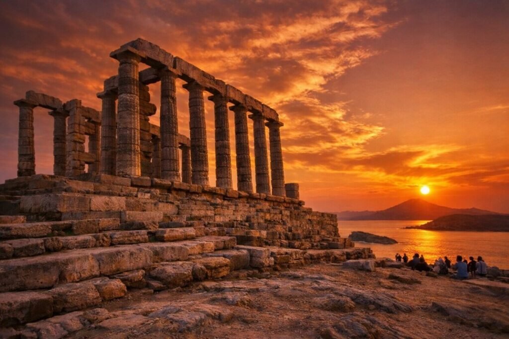 Temple of Poseidon, Sounion (Ancient Sunset Over the Aegean)