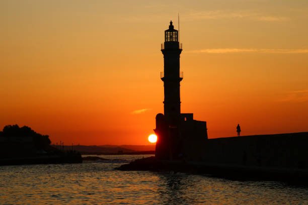 Chania Lighthouse, Crete (Golden Reflections on the Harbor)