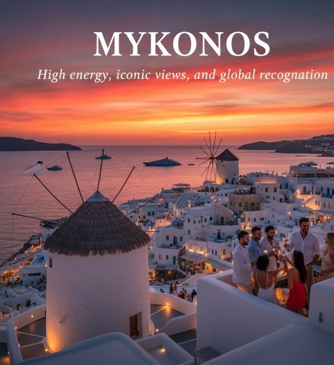 Mykonos High energy, iconic views, and global recognition