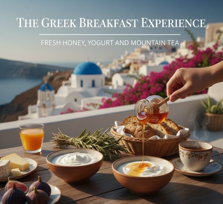 The Greek Breakfast Experience Fresh Honey, Yogurt and Mountain Tea